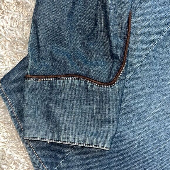 Awesome Vintage Lawman Western Shirt Women's Large Denim Embroidered Snap Button - Picture 8 of 13